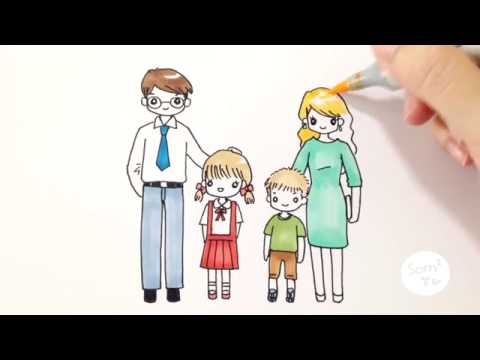 วาดการ์ตูนครอบครัวสุขสันต์กันจ้า How to draw family member