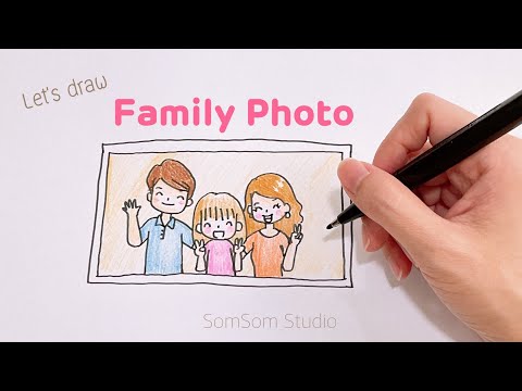 วาดการ์ตูนรูปถ่ายพ่อแม่ลูก Family Photo